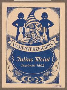 Deckblatt des Warenverzeichnisses von Julius Meinl von Franke, Ernst Ludwig