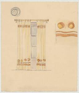Entwurfszeichnung für Vorhänge mit Kreis- und Wellenornament (vom Bearbeiter vergebener Titel) von M. Niedermoser & Sohn