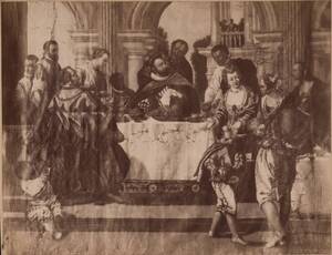 Fotografie einer Malerei einer Festtafel-Szene, vermutlich aus der Schule des Francesco Bassano von Angerer, Victor