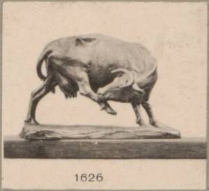 Lichtdruck einer Bronzeplastik "Stier" (vom Bearbeiter vergebener Titel) von Anonym