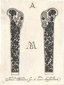 Messergriff, Blatt 1 aus der Folge A von Messergriffen, herausgegeben von M. Le Blon, zweiter Zustand (vom Bearbeiter vergebener Titel) von Le Blon, Michel