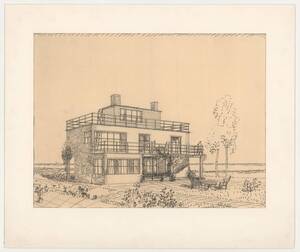 Originalzeichnung mit der Ansicht des Hauses Claëson in Falsterbo von Josef Frank (vom Bearbeiter vergebener Titel) von Frank, Josef
