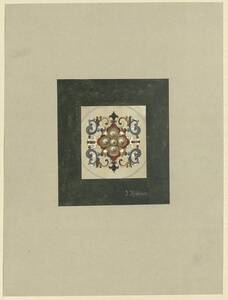 Kopie von einem in den Haller Edelsteinkronen eingesetzten Damenschmuckstück mit vier Perlen in der Mitte von J. Krainer (vom Bearbeiter vergebener Titel) von Krainer, J.