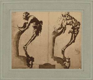 Fotografie von zwei Kannengriff-Entwürfen von Domenico Beccafumi (vom Bearbeiter vergebener Titel) von Braun, Adolphe