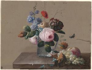 Blumenstrauß in Glasbecher / Blumenstudie (vom Bearbeiter vergebener Titel) von Parmann, Leopold