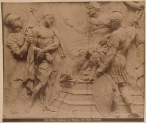 Fotografie des Reliefs "Christus vor Pontius Pilatus" von Georg Raphael Donner (vom Bearbeiter vergebener Titel) von Wlha, Josef