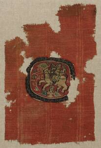 Rundes Zierstück (Orbiculus); ein Pferd mit zwei Reitern (Joseph und der Ismaelit) (deskriptiver Titel) von Anonym